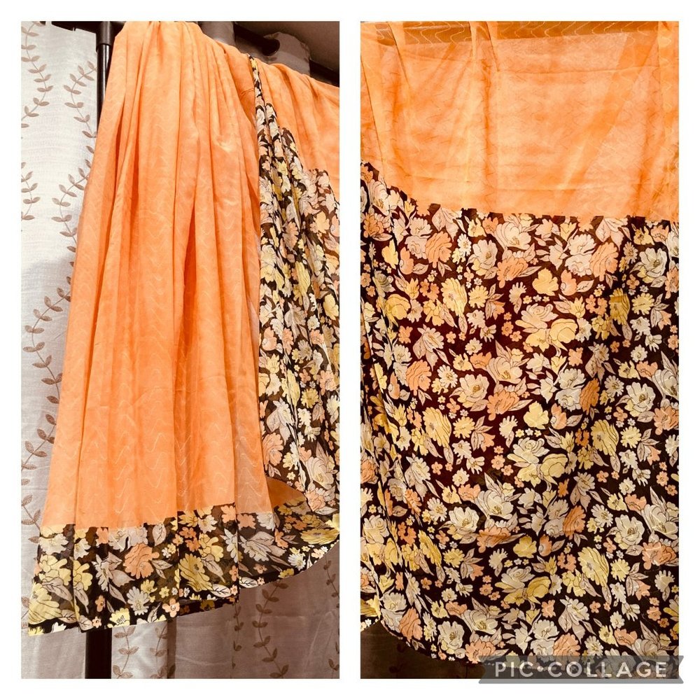 Gorgette Orange Saree